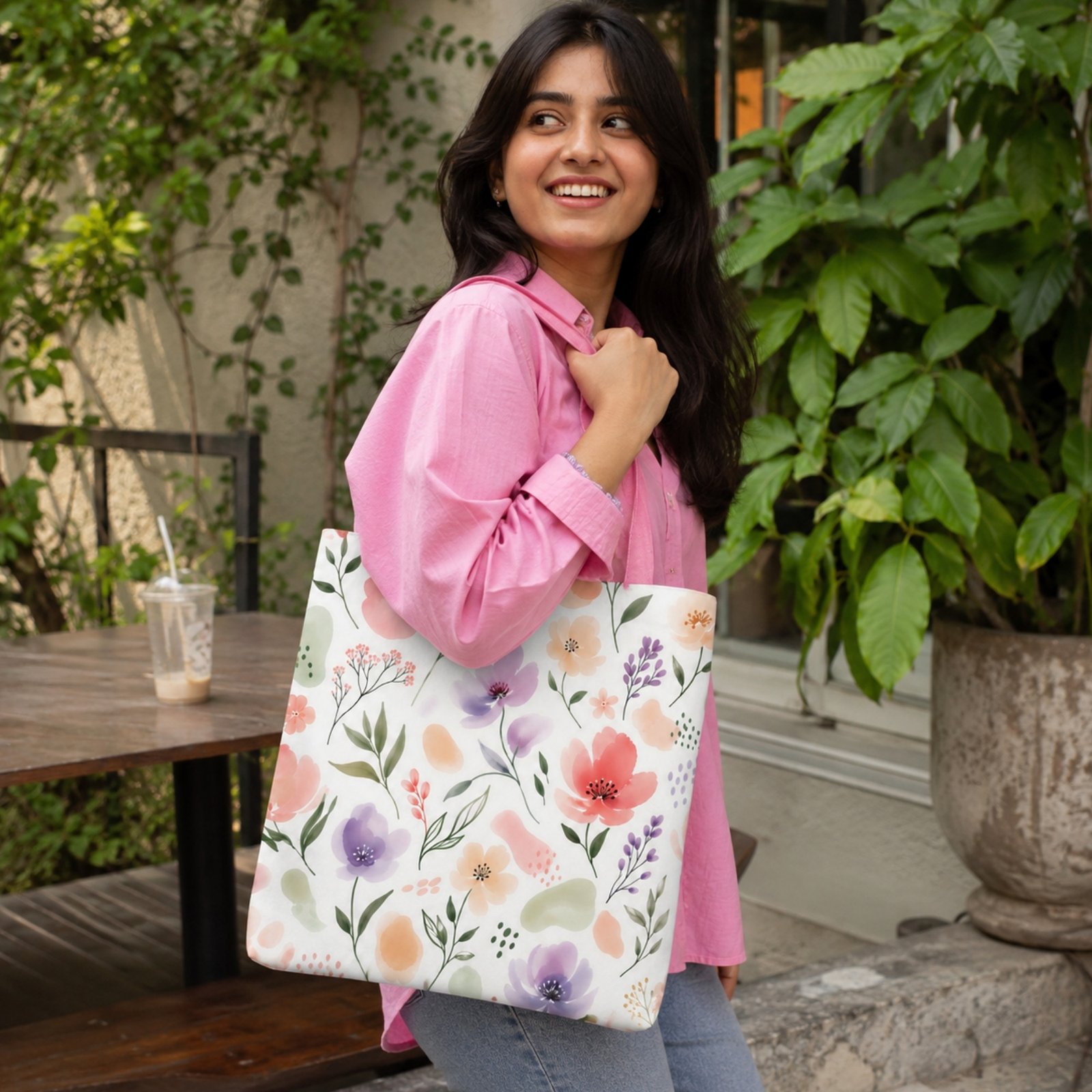 Watercolor Wildflower Tote Bag - Image 3