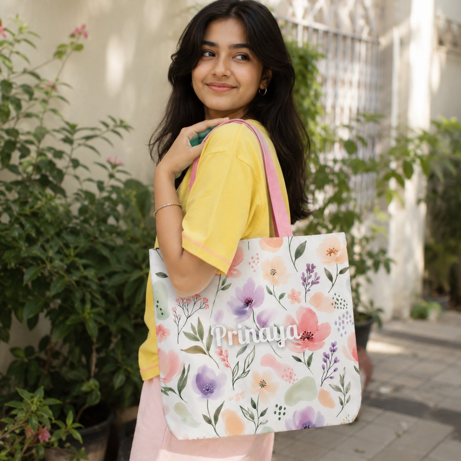 Watercolor Wildflower Tote Bag - Image 4