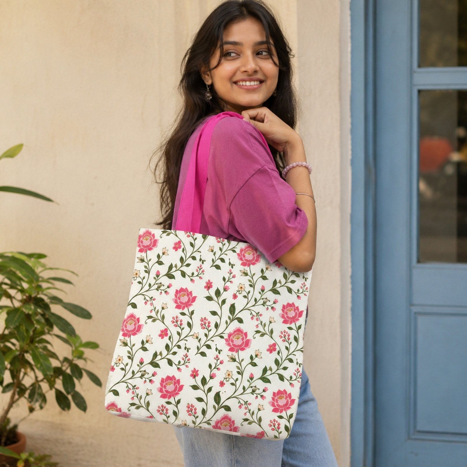 Lotus Elegance Tote Bag - Image 3