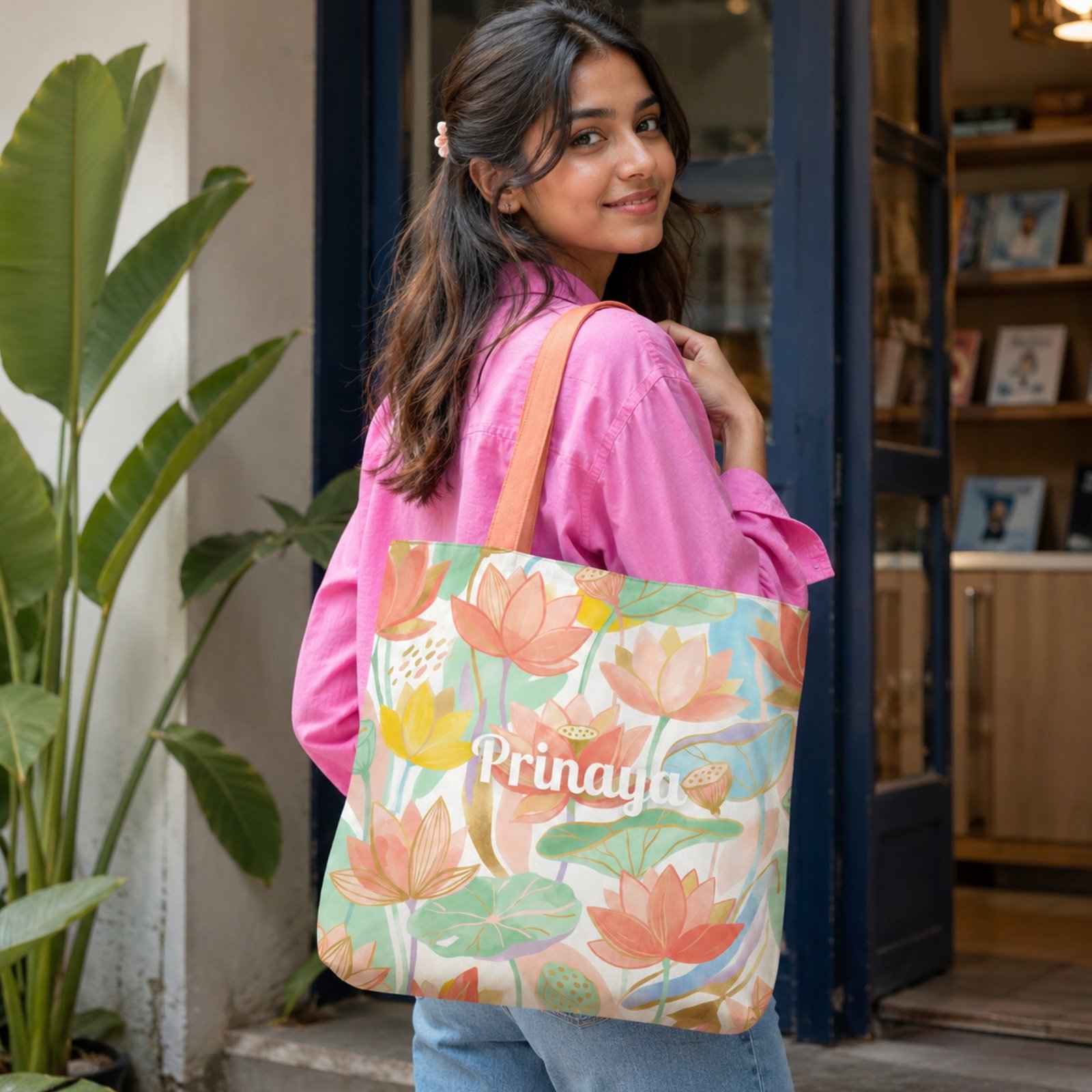 Serene Lotus Tote Bag - Image 2
