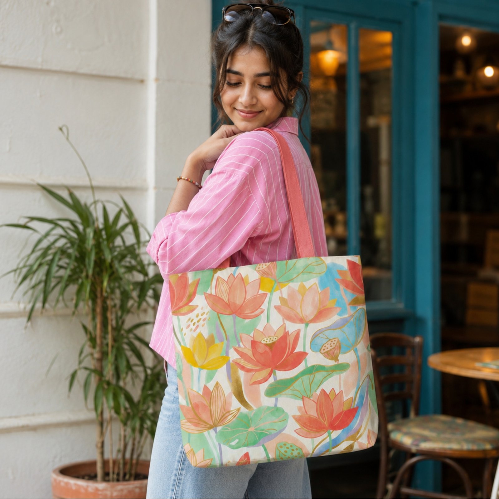 Serene Lotus Tote Bag - Image 3
