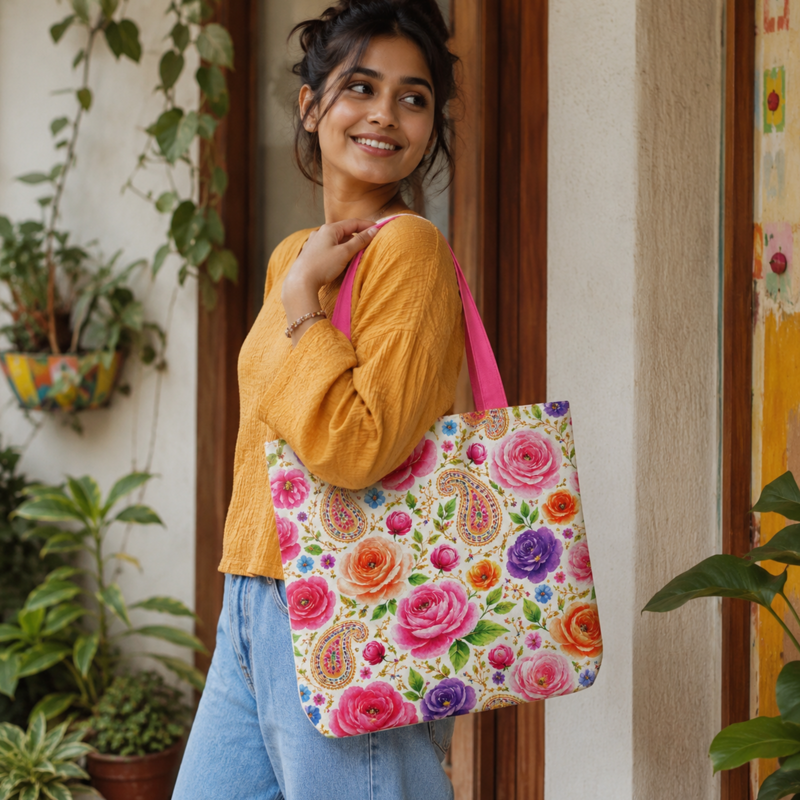 Paisley Rose Garden Tote Bag - Image 3
